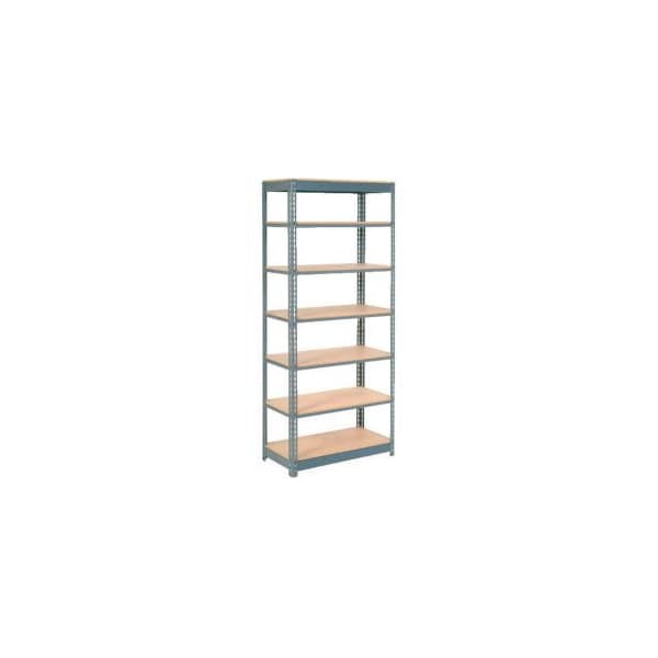 Global Equipment Heavy Duty Shelving 36"W x 24"D x 96"H With 7 Shelves - Wood Deck - Gray 255576 - main